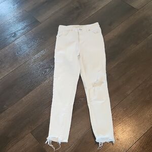 Levi's High Rise Skinny Ankle Cream Distressed Ankle Jeans SZ 24